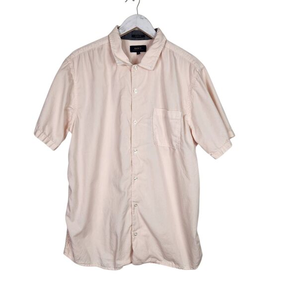 ROARK Shirt Mens XL Light Pink Well Worn Organic Woven Classic Fit‎ Top Button - Picture 1 of 8